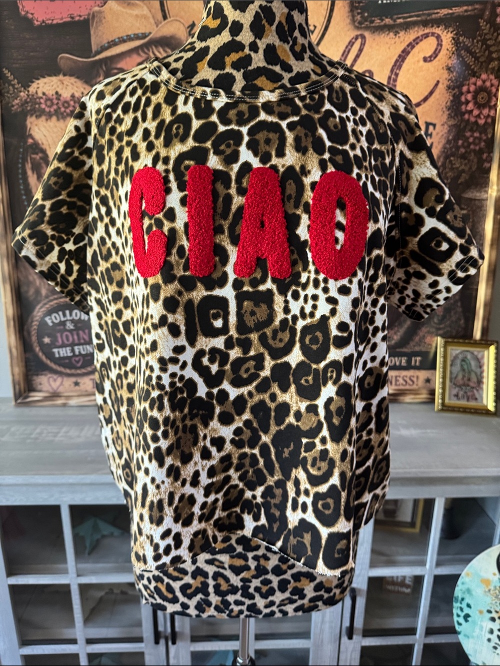 DAVI & DANI  CIAO Leopard Print Tee  Size 1XL
